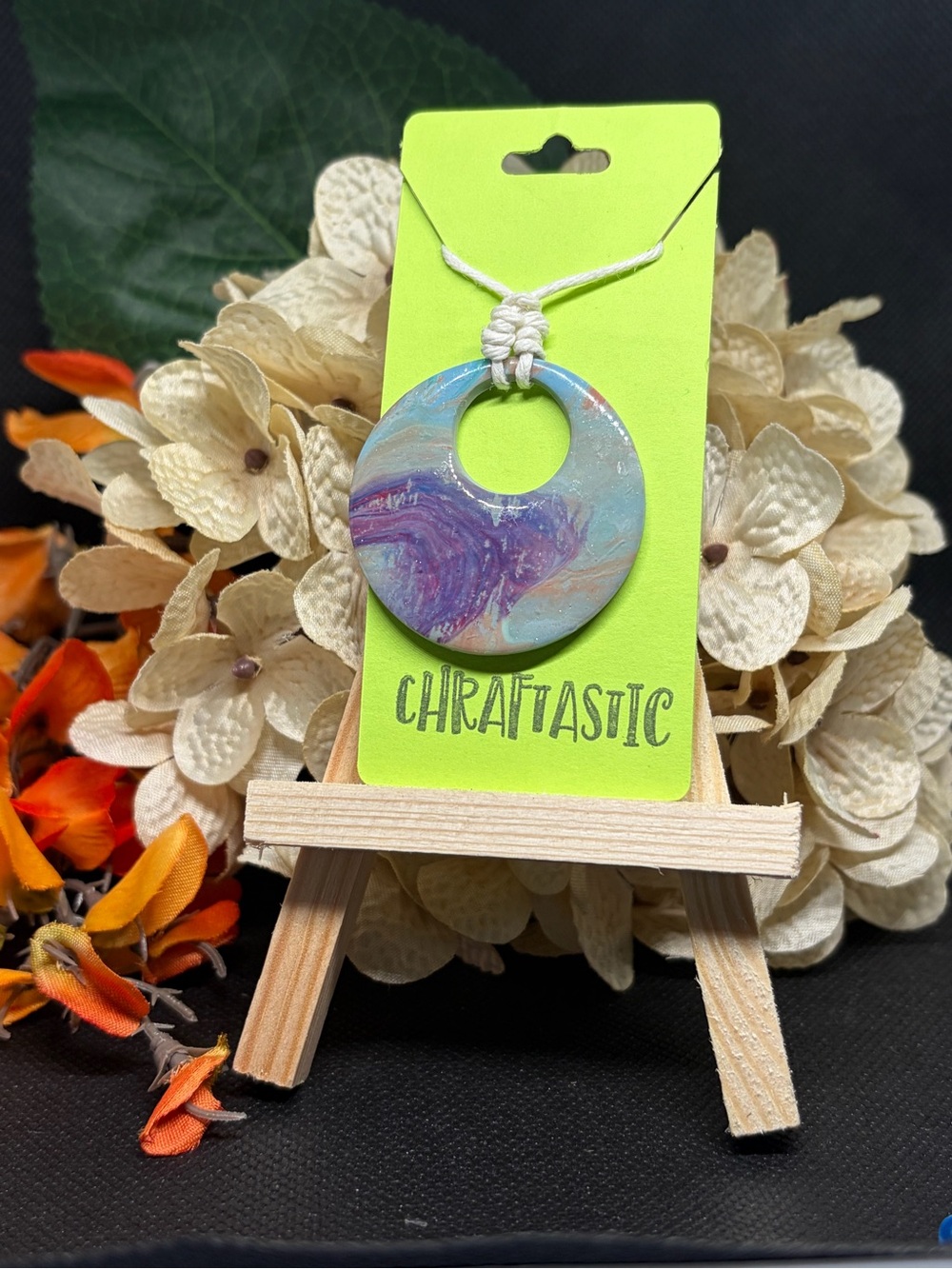 Round Swirl Pendant Necklace in Blue & Purple